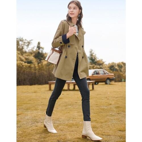 Windbreaker womens middle long 2021 new small British casual loose Khaki coat spring Autumn