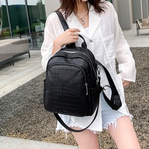 Women Backpack Female Shoulder Bag Multi-purpose Casual Fashion Ladies Stone Pattern Small Backpack Travel Bag for Girl Backpack