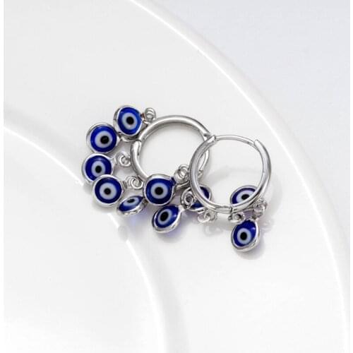 066C Turkish Blue Evil Eye Earrings Turkey Style Exquisite Lady Earring Blue Bead Earrings Stylish Women Valentine Gifts