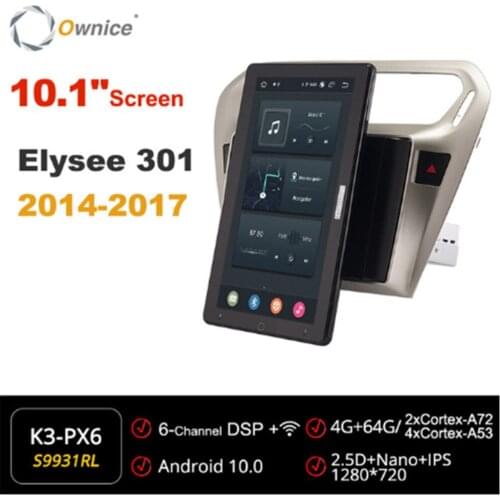 10.1 Inch 1280*720 Ownice Android 10.0 forCitroen Elysee 301 2014 - 2017 Car Radio Auto Multimedia Video head Unit Rotatable
