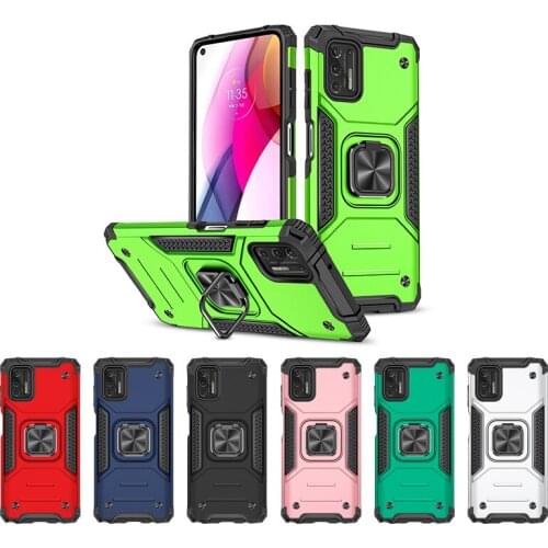 100pcs/Lot Armor Phone Case For Moto One 5G Ace E7 Power G Stylus Play E PC +TPU Rugged Cover With CD Grain Car Ring Bracket