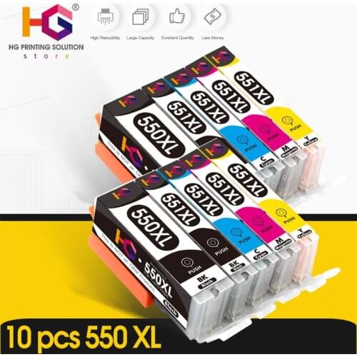 10PK For Canon PGI-550XL PGI550 PGI 550 CLI551 PIXMA IP7250 MG5450 MX925 MG5550 MG6450 MG5650 MG6650 IX6850 MX725 ink cartridge