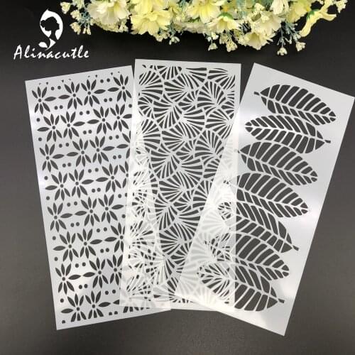 3pc Slimline Stencils Painting Templates for Scrapbook Cookie Tile Furniture Wall Floor Decor Craft Draw Tracing Alinacutle
