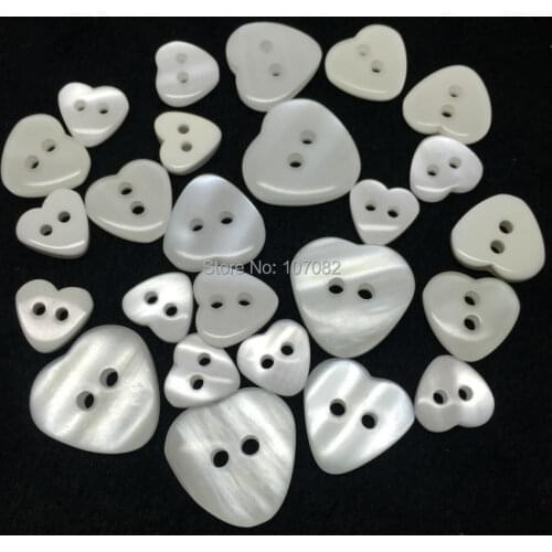 300pcs 10-15mm Mix Resin Heart Pearl Buttons 2 Holes Sewing Shirt Button Clothing Accessories For Scrapbooking Cardmaking