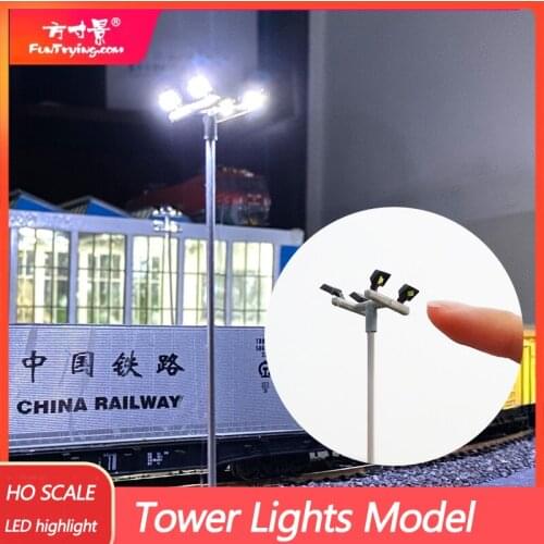 4 PCS HO Scale Model lighting tower,Model Street Lights Layout Lamppost Train/Garden/Playground/Stadium Overhead Lights