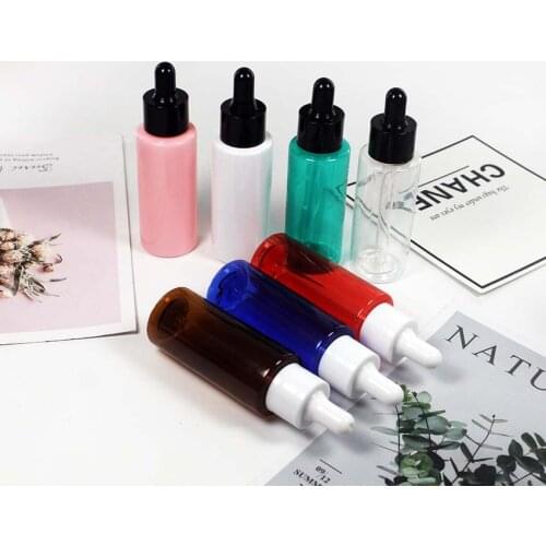 50ml White Transparent PET Plastic Glass Dropper Bottle Pink Cosmetic Essence Emulsion Packaging Container with Pipette 50pcs
