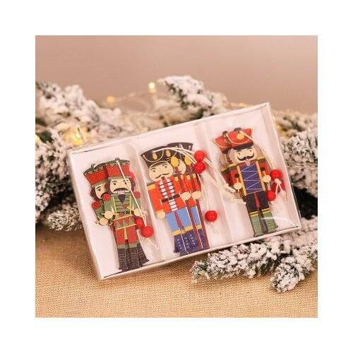 9PCS Nutcracker Puppet Christmas Wooden Pendants Walnut Soldier Christmas Tree Decorations Hanging Ornaments New Year Kids Gift