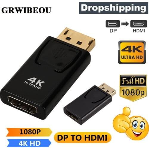 4K DisplayPort to HDMI Adapter Converter Display Port Male 1080P DP to HDMI Female HD TV Cable Adapter Video Audio For PC TV