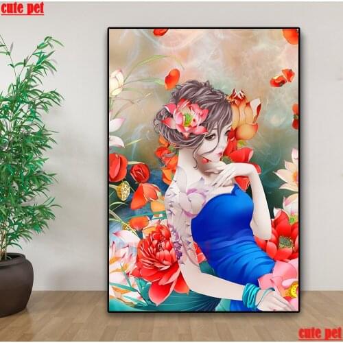 Diamond painting Full diamant embroidery Fantasy lotus woman mosaic Cross Stitch 5d rhinestone pictures puzzle home decor gift