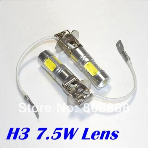 Free Shipping New 7.5W Super Bright White light H3 7.5w LED Bulb Car Fog Light h3 led Lamp