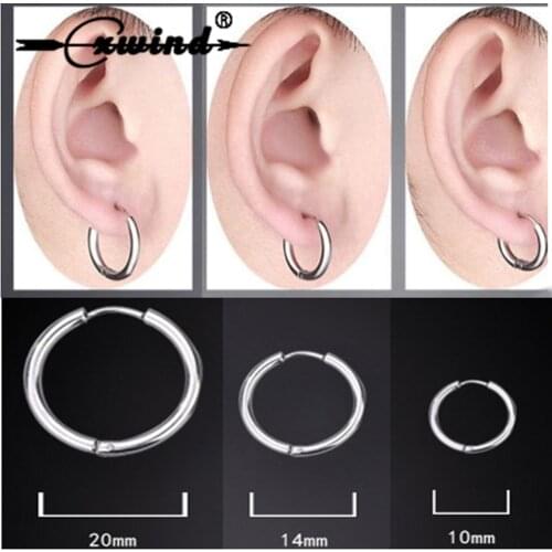 Cxwind Small Round Earrings 316L Stainless Steel Earrings for Women Men Ear Clip Simple Circle Earrings Statement Jewelry