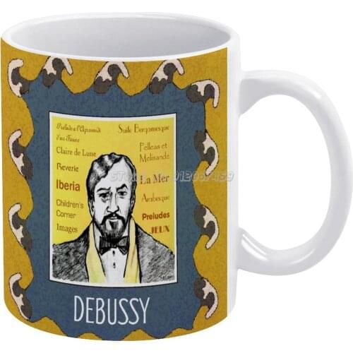 Claude Debussy Coffee Mugs 330ml Creative Travel Mug and Cup Office Drinkware Mugs Tazza Portrait Piano Debussy Pianist Composer