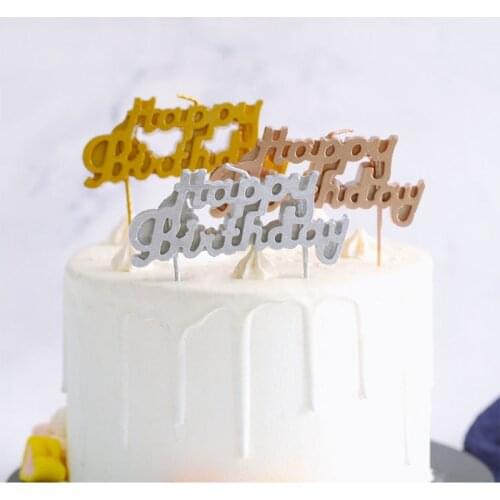 Rose Gold Sliver Happy Birthday Letter Cake Birthday Party Festival Supplies Lovely Birthday Candles for Kitchen Baking Gift