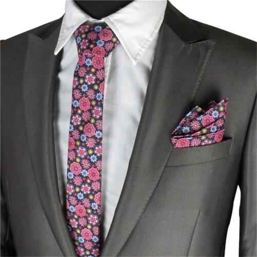 Floral Ties For Men Wedding Party Narrow Necktie Floral Bow Tie Pocket Square Mens Tie Set Gravata For Suit Shirt Accessories