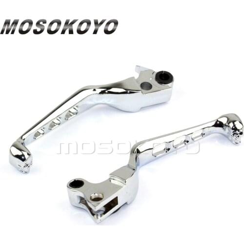 2pcs/Pair Chrome Motorcycle Skull Brake Clutch Hand Control Levers For Harley Custom Softail Dyna Sportster 883/1200 Fat Boy