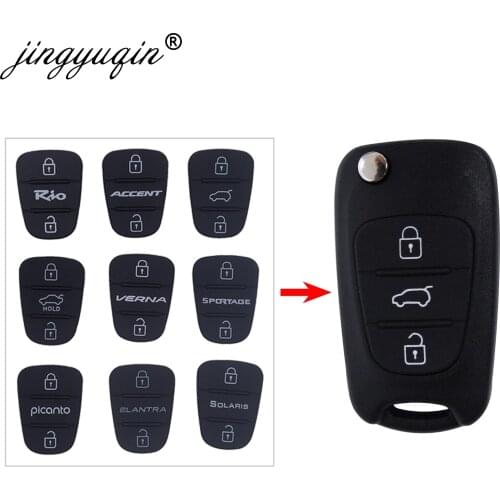 Jingyuqin 50pcs Rubber Key Button Pad For Hyundai Solaris Accent Tucson l10 l20 l30 Kia Rio Ceed Flip Remote Car Key Shell