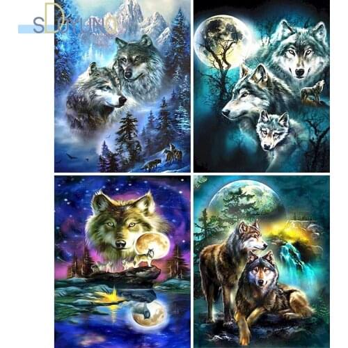 SDOYUNO Oil Painting by Numbers 60X75cm Frame Animals DIY Paint By Numbers Wolf Digital Painting Home Decor Handpaint Wall Art