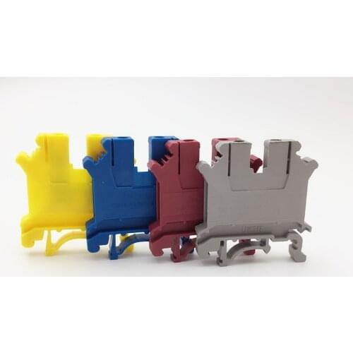 20PCS Blue/yellow/gery/red color Terminal blocks UK5N DIN rail Wiring board connector terminals 4mm square voltage copper part