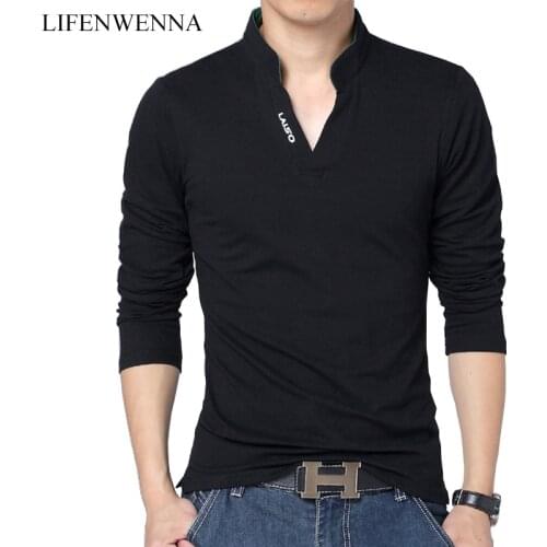 LIFENWENNA 2019 Autumn New Arrival Mens T Shirt Patchwork Long Sleeve T Shirt Mens Cotton Clothing Plus Size Top Tees Shirt 5XL