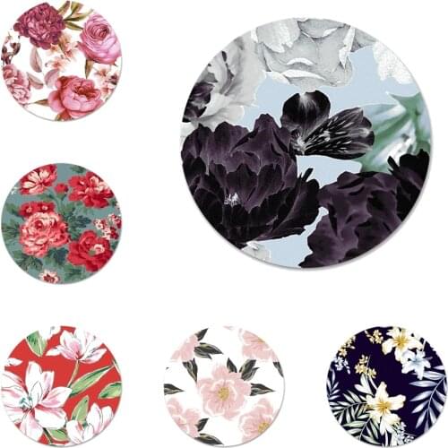 Flower Beautiful floral fashion aesthetic Icons Pins Badge Decoration Brooches Metal Badges For Backpack Decoration 58mm
