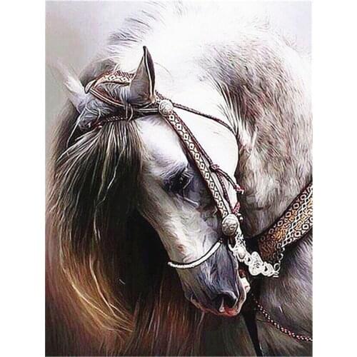 Horse Landscape Animal Printed Water-Soluble Canvas 11CT Cross Stitch Embroidery Complete Kit DMC Threads work Adults