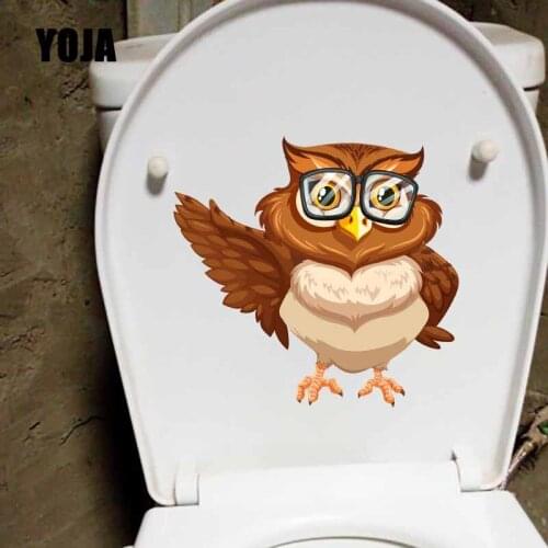 YOJA 23.4X23CM Cartoon Pattern Owl Living Room Home Decor Toilet Decal Wall Sticker T5-0482