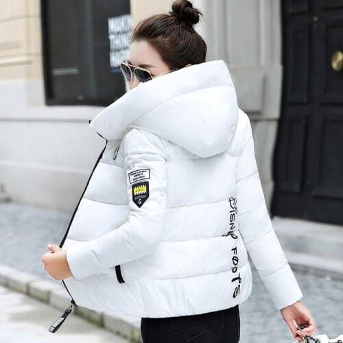 2021 Winter New Fashion Cotton-Padded Jacket Women Small Slim Hooded Solid Parkas Girls Warm Coat Down Sustans Jackets Overcoat