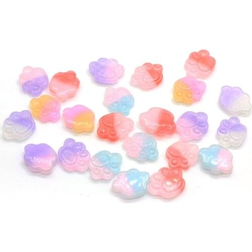 New Popular 100Pcs Cute Bear Paw Flat Back Resin Cabochon Kawaii Flatback Resins Characters Cabochons For Bows Hair Dec