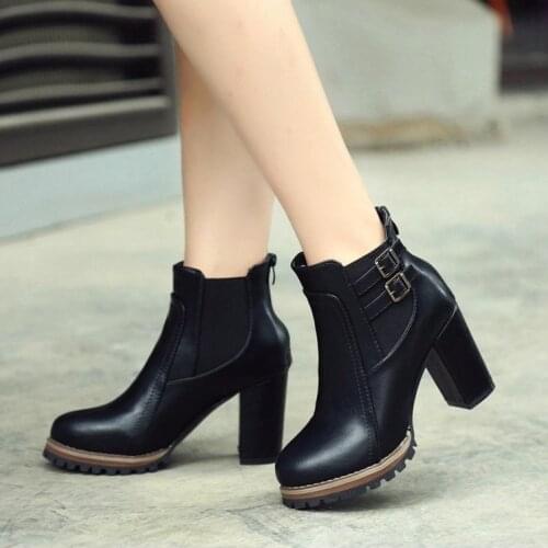 New Women Boot Autumn Winter Short Boots Women High Heel Shoes Boots Women Ankle Boots Black Women Shoes 567