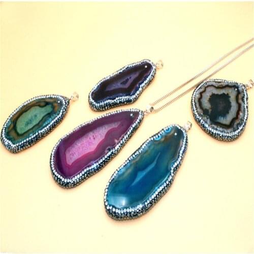 Wholesale 6pcs/lot Natural stone irregular agates double color natural shape set shining stone pendant intercolor diy