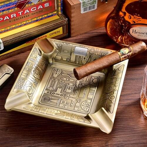 Retro Matal Cigar Ashtray Home for 4 Cigars Holder Ash Tray Outdoor Luxury Cigarette Ashtrays Smoke Accessories Smoking Tool