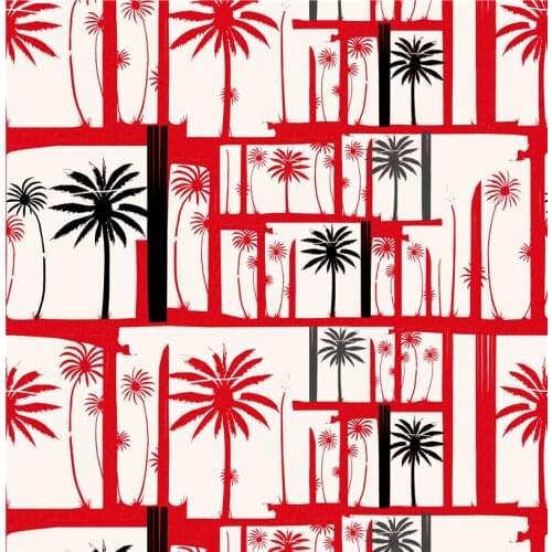 Polyester satin cloth coconut tree letters clothing custom printing cute letter pattern cloth DIY handmade patchwork DZNZ01