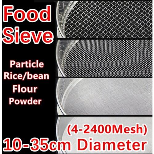 10-35cm Dia Round 304 Stainless Steel Food Sieve Kitchen Food Particles Bean Filter Screen Powder Oil Filter Baking Flour Sieve