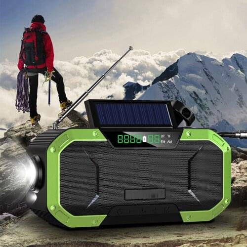 Soleeanre Portable Bluetooth-compatible Solar Speaker with Emergency AM/FM Weather Radio Phone Charger Hand Crank Radios LED