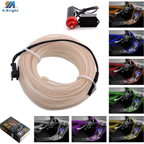 LED Strip Lights Cold Interior Car Decorative Atmosphere Electroluminescent EL Wire with Cigarette Neon Light 3M 10FT 5M 16FT