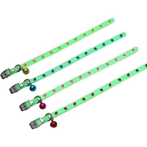 Pet Glowing Collars with Bells Glow at Night Dogs Cats Light Luminous Necklace