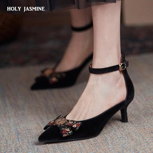 2021 New Women High Heels Female Shoes Woman Summer Flock Buckle Thick Heel Comfortable Pumps Ladies Slip-on Sandals Women shoes