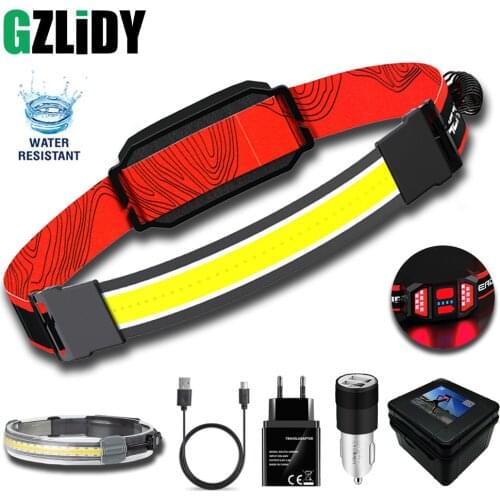 USB Rechargeable COB Headlamp Waterproof LED Fishing Headlight Powerful Camping Lantern 3 Modes Head Flashlight Portable Torch