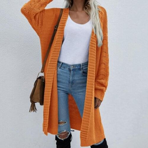 Vintage Solid Color Long Cardigan Women Fashion Long Sleeve Casual Loose Sweaters Tops Ladies Oversized Knitted Cardigan Coat