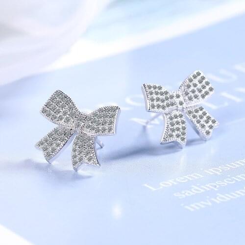 The New Diamond-filled Bow Stud Female Korean Fashion Diamond Temperament Ear Accessories Wholesale Earing Women
