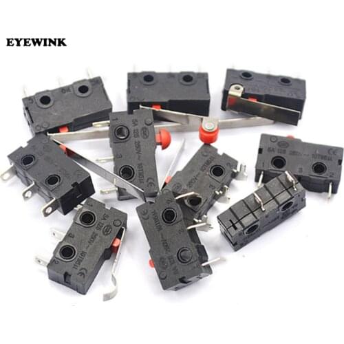 10Pcs Roller Lever Arm PCB Terminals Micro Limit Normal Close/Open Switch KW12-3 Switches 5A Favorable Price