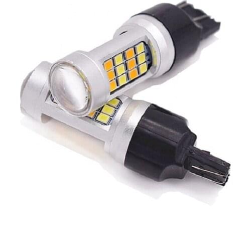 10PCS Super Bright 3157 7443 2835 42 SMD LED Dual Color White/Amber Switchback Turn Signal LED Light Bulbs 12V LED Brake Light