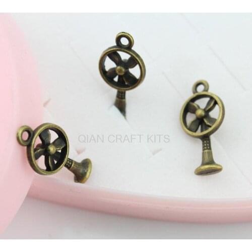 100pcs 3d electric fan antique bronze zinc alloy Charm Pendant drops DIY Supplies bracelet 26X13mm lead and nickle free