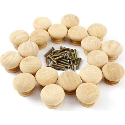 20Pcs 33Mm Round Wooden Cabinet Knob Cabinet Drawer Drawer Door Handle Furniture Handle