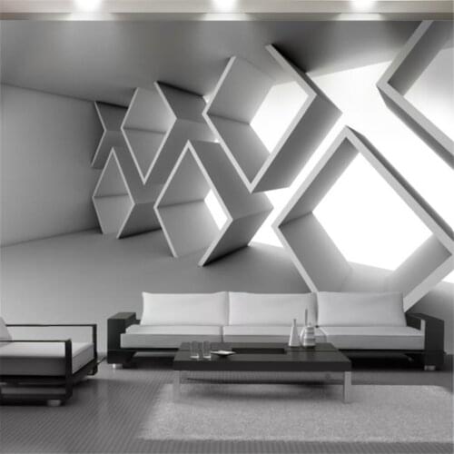 3d Wallpaper Wallcovering Living Room White Geometric Figure Space Mural Interior Home Decor Modern Painting Wallpapers