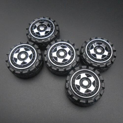 5Pcs X 352A Coarse New Plastic Toy Wheels DIY Models Black Wheel Automatic Hot Silver Dia. 35MM Aperture 2MM 1.95MM Width 14MM