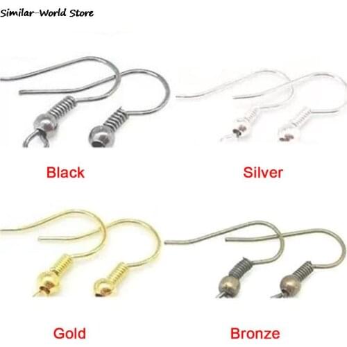 50PCS/pack Gold Silver Bronze Nickel Hooks Coil Ear Wire Earrings Findings For Craft DIY Jewelry Making