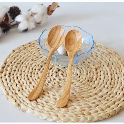 6 Pcs Olive Spoon Set Wooden Soup Spoons Coffee Tea Stirring Serving Utensils for Kitchen Mixing Cooking