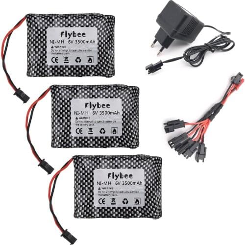 6v 3500mAh Battery and Charger For RC Cars Robots Tanks Gun Boats 6v NiMH Battery AA 3500mah 6v Rechargeable Battery Pack