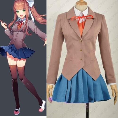 Anime Doki Doki Literature Club Sayori Yuri Natsuki Cosplay Costume School Uniform